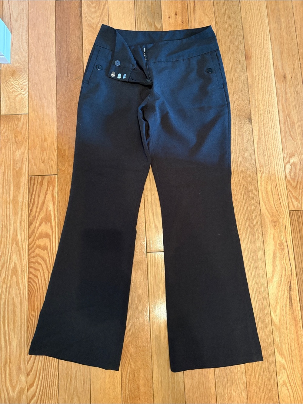 Suzy Shier Black Wide-Leg Trousers with Button Detail